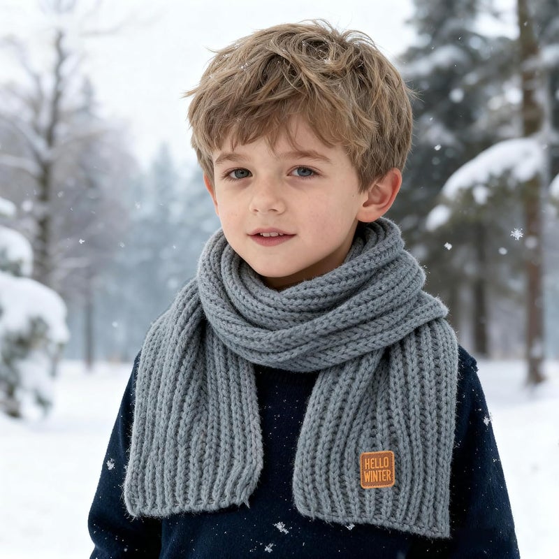 Hello Winter Kids Scarf Winter Neck Warmer Toddler Neck Scarf Girls Thick Scarves Boys Warm Neck Warp 2-12 Years - Image 5
